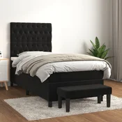 Greatstore Box spring postelja z vzmetnico črna 80x200 cm žamet