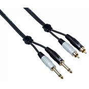 Dvokanalni kabel Bespeco - EAY2JR150, 6.3 mm/RCA, 1.5m, crni