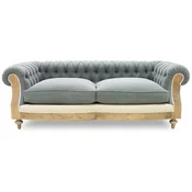 Casa Padrino luxury Chesterfield sofa gray/cream/natural 215 x 100 x H. 72 cm - Living room sofa - Hotel sofa - Living room furniture - Chesterfield furniture - Luxury furniture