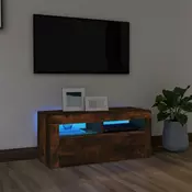TV ormaric s LED svjetlima boja dimljenog hrasta 90x35x40 cm