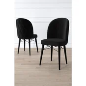 Hanah Home set trpezarijskih stolica Bika 6 kom, crna tkanina Babyface, crne drvene noge