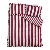 Temno vijolična posteljnina za zakonsko posteljo 200x200 cm Seersucker Frill Stripe – Catherine Lansfield