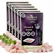 Vrečka NUEVO CAT Adult Chicken & Rabbit 6x85 g, 5 + 1 GRATIS