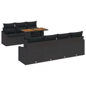 Vrtna garnitura - 8-dijelni set vrtnih sofa s jastučićima Crni Poly ratan