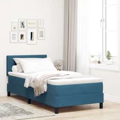 LED Box Spring Krevet Tamno plava 90 x 200 cm Baršun
