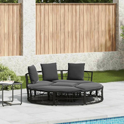 vidaXL Zunanja lounge postelja brez baldahina Black Poly Rattan