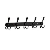 INF Poliran stenski obešalnik z 5 kavlji iz nerjavečega jekla, 45cm Black, (5000296501)