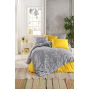 Aberto Design Komplet posteljina Parure Fitted, 200x220 cm, Siva-Žuta