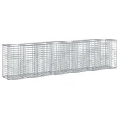 Vidaxl Gabionska dvignjena postelja 2 szt. srebrna 330 x 50 x 80 cm
