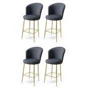 Hanah Home Set barskih stolica Alte, 4 komada, Antracit-zlatni