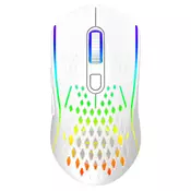 Brezžična gaming miška Proove Buzz s šestimi gumbi, 800 - 4800 DPI, RGB osvetlitvijo in dodanim kablom - bela