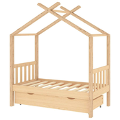 MAISON CHIC Otroška postelja - Otroški ležaj - Otroški posteljni okvir s predalom trdna borovina 70x140 cm, (21698413)