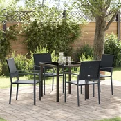 vidaXL vidaXL Set 3 Črna PE ratan 54x62.5x89 cm Trajno Zunanja stolica, (22087733)