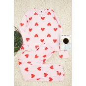 Trendyol Pink 100% Cotton Heart Knitted Pajama Set