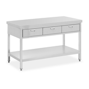 Miza iz nerjavečega jekla s predali - 150 x 60 cm - 295 kg