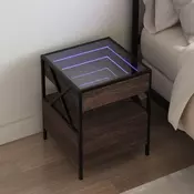 Nocni ormaric s beskonacnim LED boja smedeg hrasta 40x40x51 cm