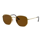 Ray-Ban Hexagonal Flat Lenses RB3548N 001/57 Polarized M (51) Zlata/Rjava