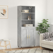 Greatstore Visoka komoda betonsko siva 69,5x34x180 cm inženirski les