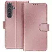 AVIZAR Denarnica za Galaxy S25 FE serije Chesterfield s funkcijo stojala, Šampanjec roza, (5000190240)