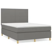 Vidaxl Box spring posteljni z vzmetnico temno siv 140x190 cm blago