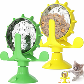 Dardanar 2-delna igrača za mačke Windmill Cat Toy Dozator za hrano, večnamenska vrtljiva igrača za puščanje hrane, zabavna mačja vrtljiva plošča s priseskom in odprtino za puščanje, (21198869)