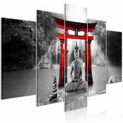 Slika - Buddha Smile (5 Parts) Wide Red 200x100