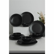 Jedilni set 12 kosov črn/kamenina