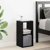 vidaXL Nočna omarica s predalom Črna Orehovina 25,5 x 22 x 49,5 cm