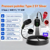 Andaiic prenosni polnilec Type 2 Schuko CEE za električna vozila – Moč in priklop: 11 kW/16 A/rdeča CEE/3-fazni, Dolžina kabla (m): 5