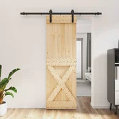 vidaXL Drsna vrata Naravna in črna 70 x 210 cm Masiven borov les