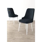 Hanah Home set trpezarijskih stolica Enoa 6 kom, antracit tkanina Babyface, bele drvene noge