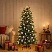 Umetna božična jelka z bučko 150 cm 150 LED Toplo bela
