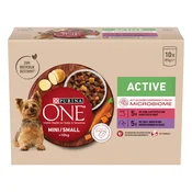 PURINA ONE MINI Dog Active Govedina in raca v soku 10 x 85 g
