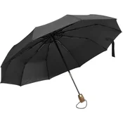 Dežnik kronos zložljiv z lesenim ročajem premer 103cm črn