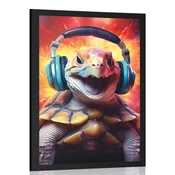 Plakat želva s slušalkami - 20x30 no frame