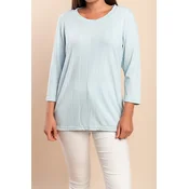 Plus size top s 3/4 rokavi, svetlo modra