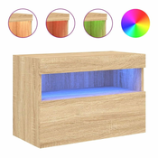 Zidni TV ormaric s LED svjetlima boja hrasta 60x30x40 cm