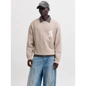 JACK & JONES Pulover JCOLEGACY progasto bež/bela