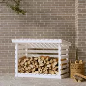 Vidaxl vidaXL Stojalo za drva belo 108x73x79 cm masivni borov les