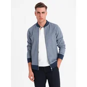 Ombre Mens unbuttoned hooded sweatshirt with piping - black