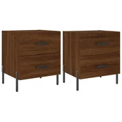 Vidaxl Nočna omarica 2 kosa rjavi hrast 40x35x47,5 cm inženirski les