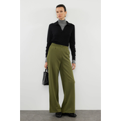 Trendyol Khaki Wide Leg Pleated Trousers