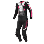 Žensko motoristicko odijelo RSA GT2 crno-bijelo-fluo roza