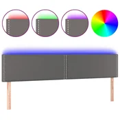 Vidaxl LED posteljno vzglavje sivo 200x5x78/88 cm umetno usnje