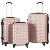 VIDAXL trdi potovalni kovčki ABS 3 kosi, rožnato zlati