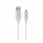 Cablexpert kabel USB Lightning bombažna zaščita bel 2m CC-USB2B-AMLM-2M-BW2