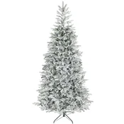 HOMCOM Božično drevo 210 cm s 1154 negorljivimi vejami, umetno zasneženo gosto božično drevo, realističen učinek, z zložljivo kovinsko podlago, za dom, pisarno in trgovino, enostavna montaža
