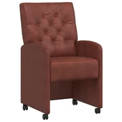 Vidaxl Jedilni stoli s kolesi 2 szt. Sijajna rjava 58 x 67 x 97 cm