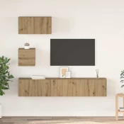 Set TV komoda Zidne 3 pcs Umjetnicki hrast Konstruirano drvo