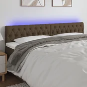 Vidaxl vidaXL Vzglavje postelje z LED diodo temno rjavo 200x7x78/88 cm blago